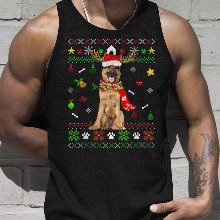 Ugly Sweater Christmas German Shepherd Dog Puppy Xmas Pajama Tank Top Gifts for Him