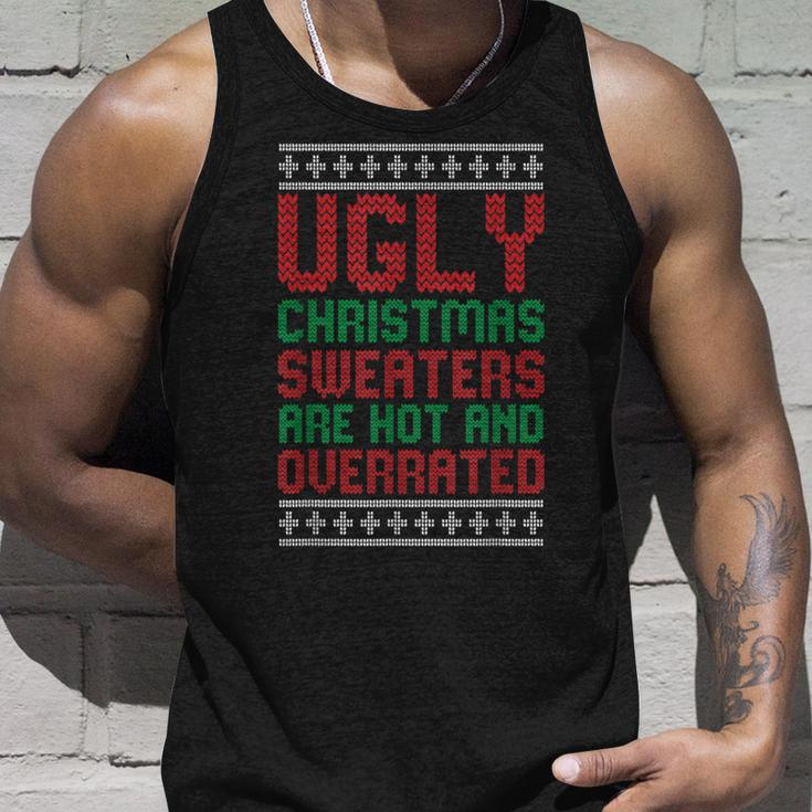 Ugly Sweaters Are Hot And Overrated Christmas Pajama X-Mas Tank Top Gifts for Him