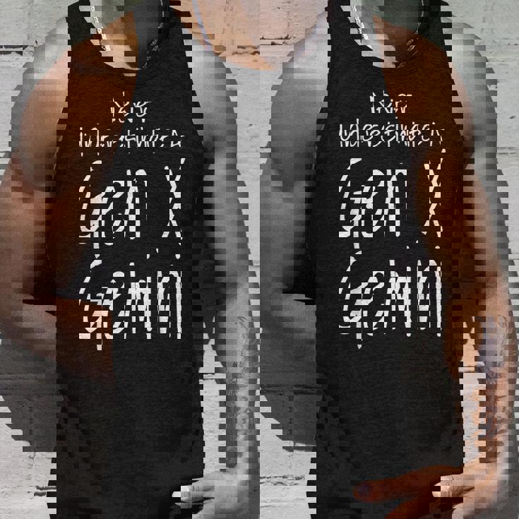 Never Underestimate A Gen X Gemini Zodiac Sign Saying Gemini Tank Top Gifts for Him