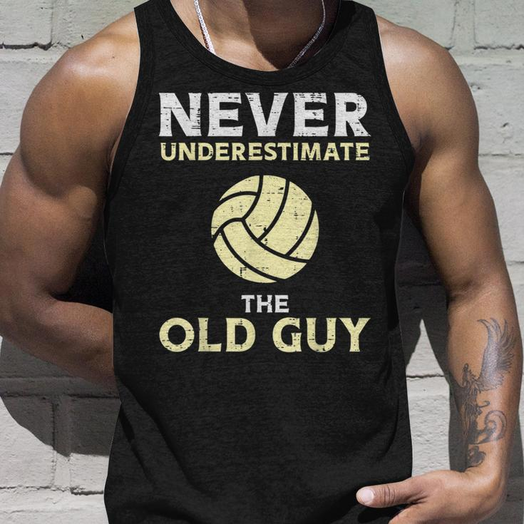 Never Underestimate Old Guy Volleyball Coach Dad Grandpa Men Tank Top Gifts for Him