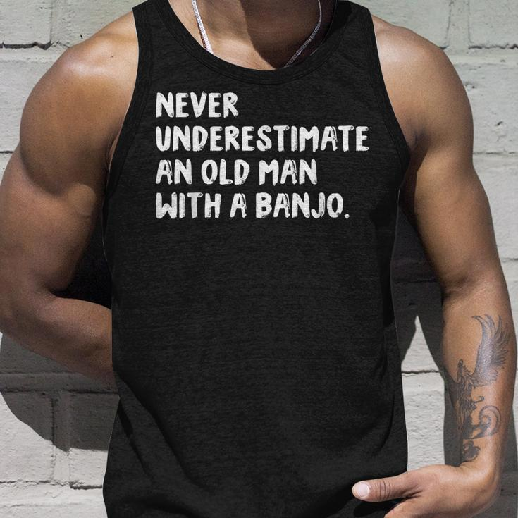 Never Underestimate An Old Man With A Banjo Musician Old Man Tank Top Gifts for Him