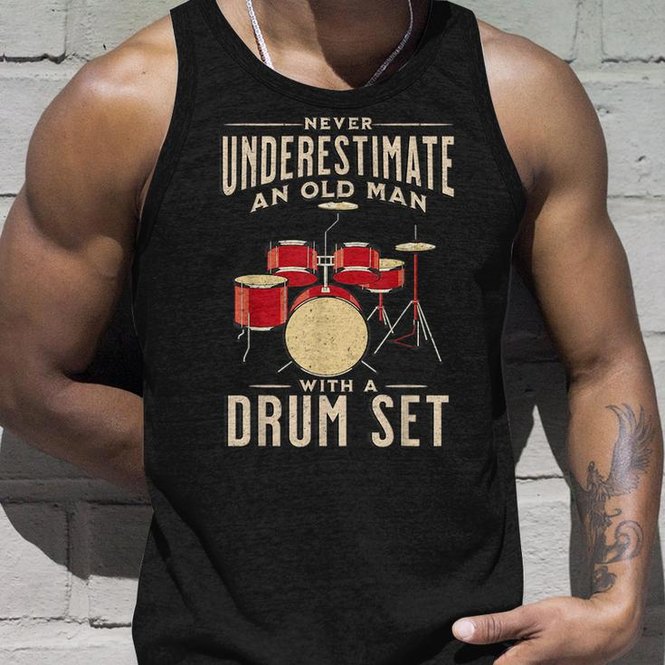 Never Underestimate An Old Man With A Drum Set Musician Old Man Tank Top Gifts for Him