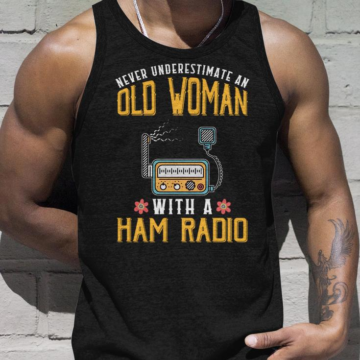 Never Underestimate An Old Woman With A Ham Radio Old Woman Tank Top Gifts for Him