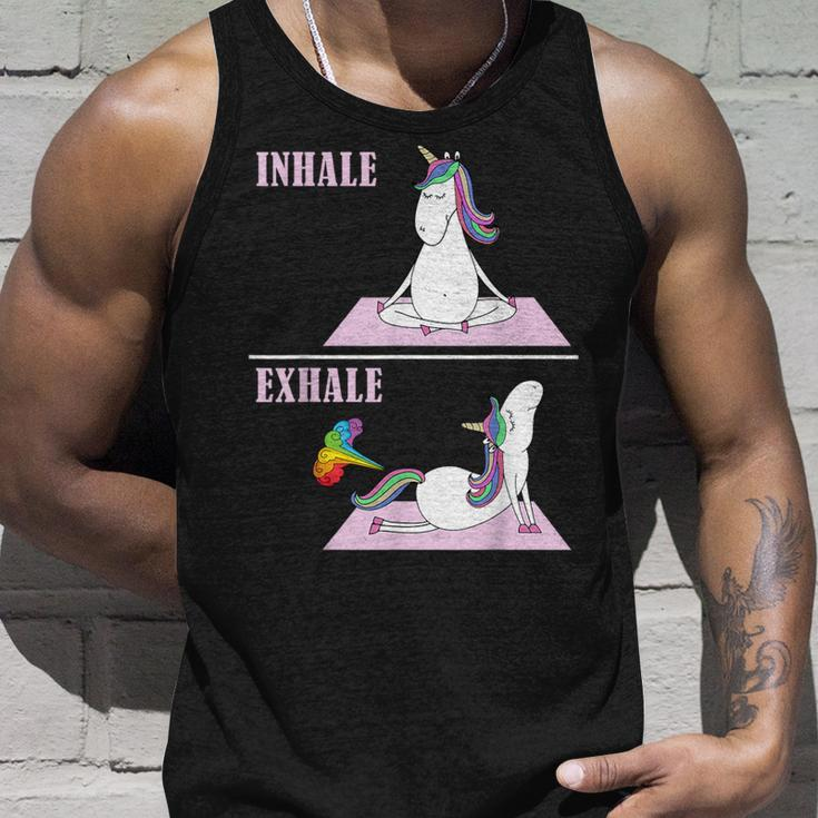 Unicorn Yoga Inhale Exhale Fart Tank Top Gifts for Him
