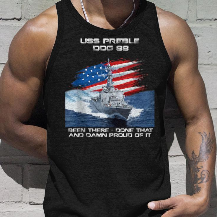 Uss Preble Ddg-88 Destroyer Ship Usa Flag Veteran Father Day Unisex Tank Top Gifts for Him