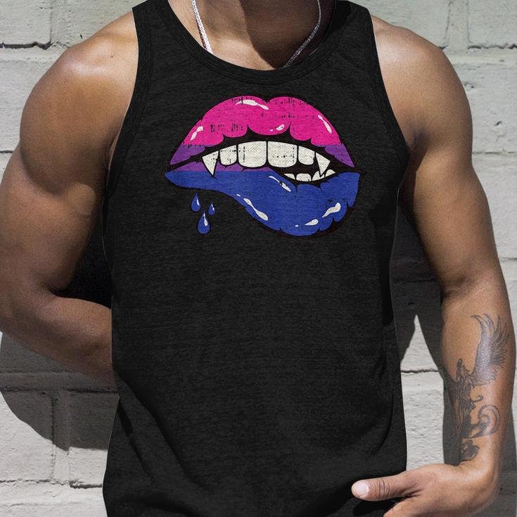 Vampire Lips Bi-Sexual Pride Sexy Blood Fangs Lgbt-Q Ally Unisex Tank Top Gifts for Him