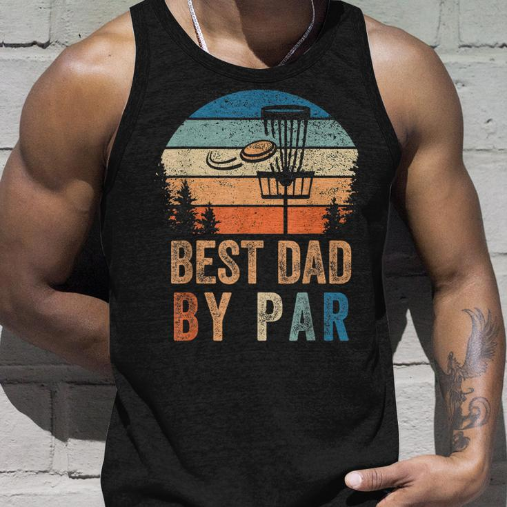 Vintage Best Dad By Par Fathers Day Funny Disc Golf Dad Unisex Tank Top Gifts for Him