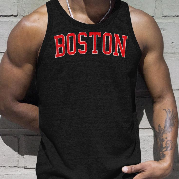 Vintage Boston Ma Varsity Style Red Text Unisex Tank Top Gifts for Him
