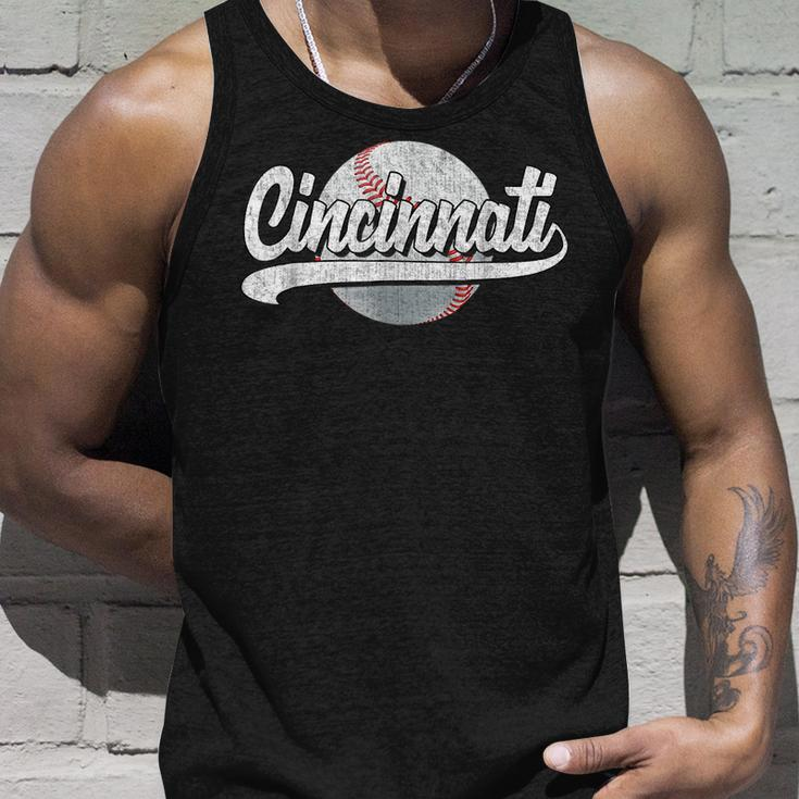 Vintage Cincinnati Graphic Funny Baseball Lover Player Retro Unisex Tank Top Gifts for Him