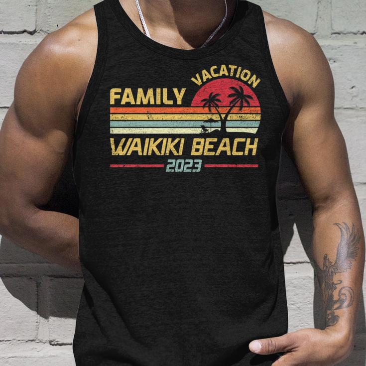 Vintage Family Vacation 2023 Hawaii Waikiki Beach Unisex Tank Top Gifts for Him