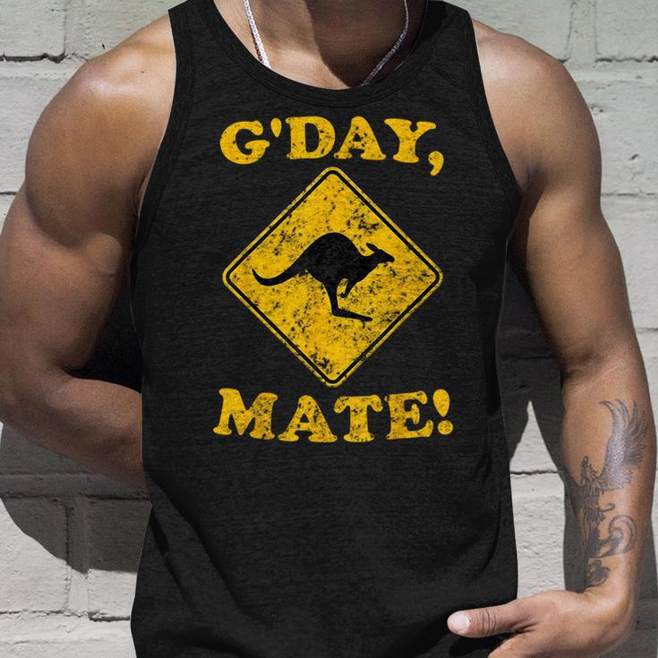 Vintage G'day Mate Kangaroo Road Sign Australia Aussie Roo Tank Top Gifts for Him