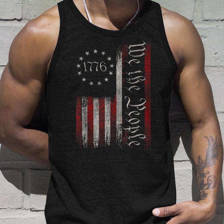Vintage Old American Flag Patriotic 1776 We The People Usa Unisex Tank Top Gifts for Him
