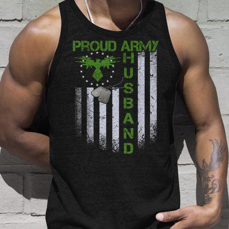 Vintage Retro Flag Proud Army Husband Dog Tags Military Tank Top Gifts for Him