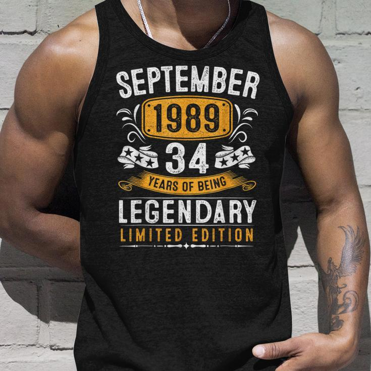 Vintage September 1989 34 Years Old 34Th Birthday Tank Top Gifts for Him
