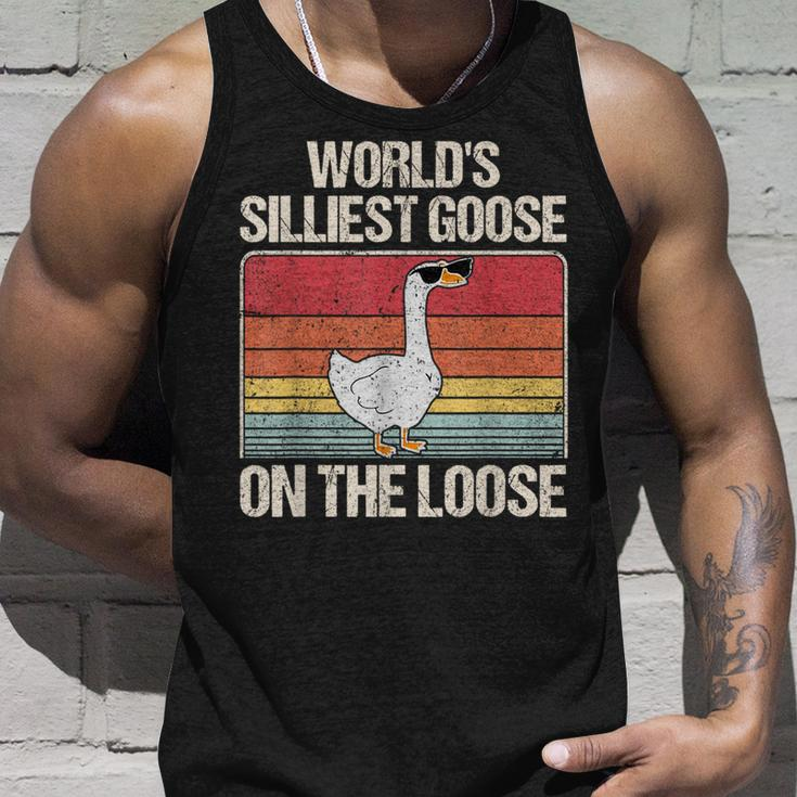 Vintage Worlds Silliest Goose On The Loose Funny Saying Unisex Tank Top Gifts for Him