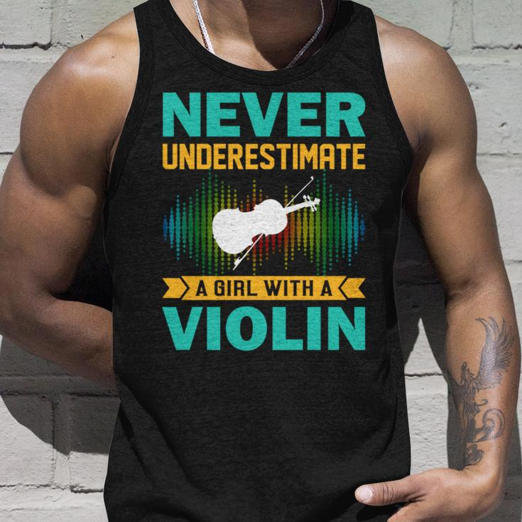 Violin Gift Never Underestimate A Girl With A Violin Unisex Tank Top Gifts for Him