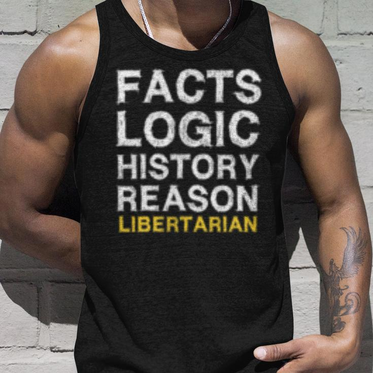 Votegold Vintage Distressed Libertarian - Facts & Logic Unisex Tank Top Gifts for Him