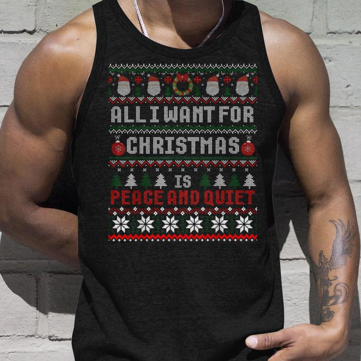 All I Want For Christmas Is Peace And Quiet Ugly Sweater Tank Top Gifts for Him