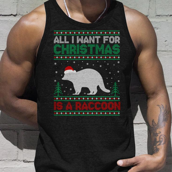 All I Want For Xmas Is A Raccoon Ugly Christmas Sweater Tank Top Gifts for Him
