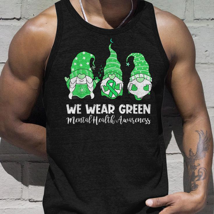 We Wear Green For Mental Health Awareness Mh Gnomes Unisex Tank Top Gifts for Him