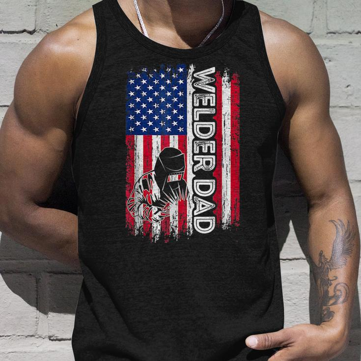 Welder Dad American Flag Welding Daddy Fathers Day Unisex Tank Top Gifts for Him