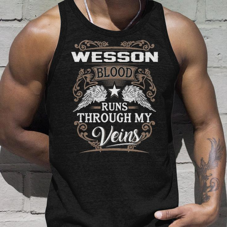 Wesson Name Gift Wesson Blood Runs Through My Veins Unisex Tank Top Gifts for Him