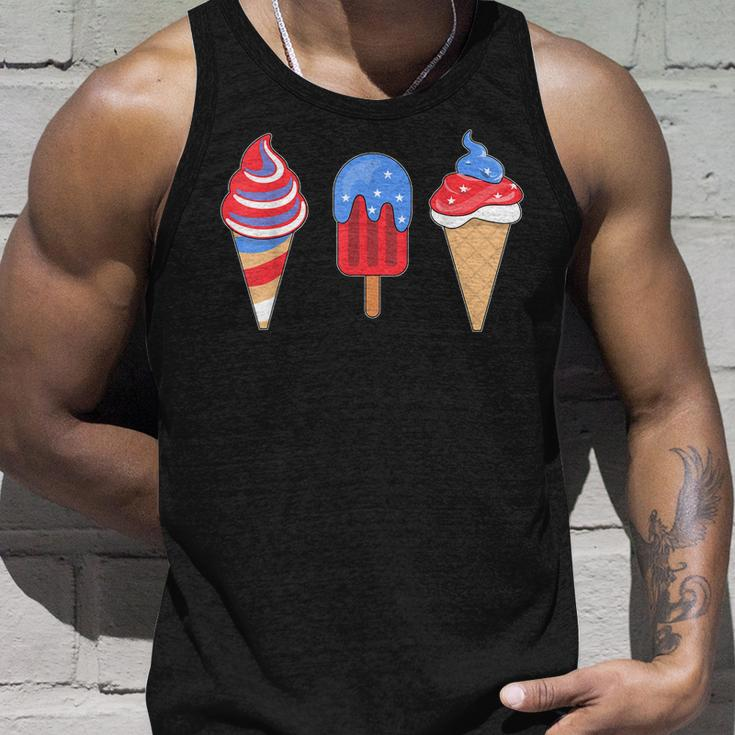 White Red Blue Ice Cream American Flag 4Th Of July Unisex Tank Top Gifts for Him