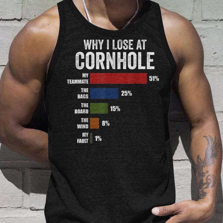 Why I Lose At Cornhole Funny Cornhole Player Unisex Tank Top Gifts for Him