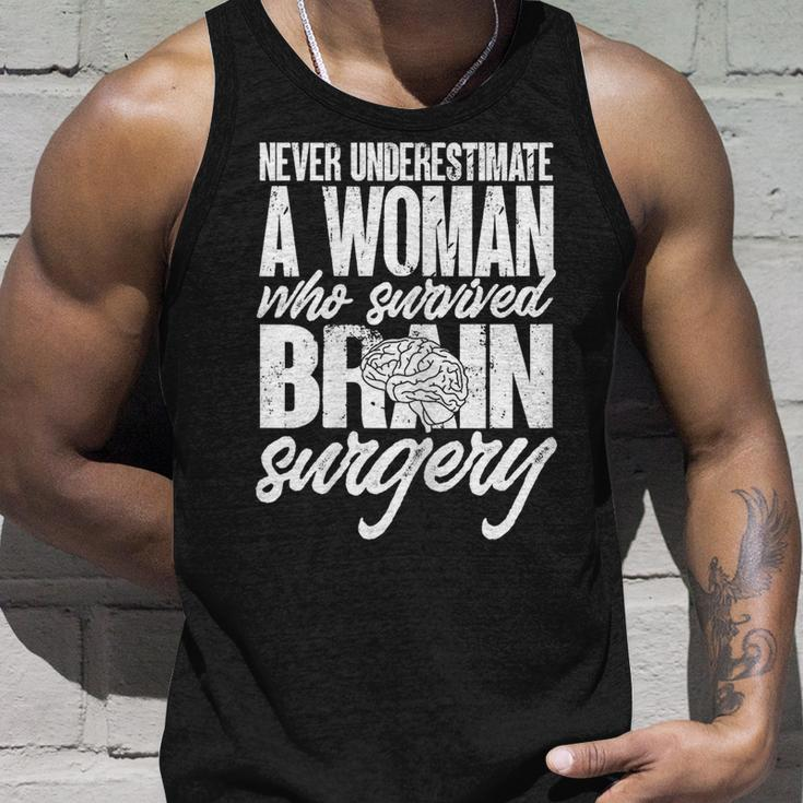 Woman Survived Brain Surgery Funny Brain Surgery Survivor Unisex Tank Top Gifts for Him