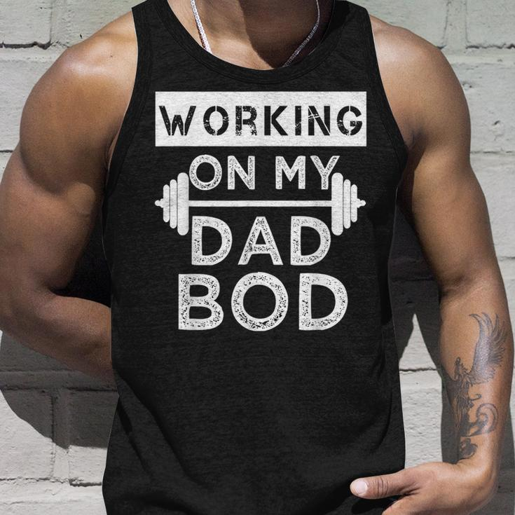 Working On My Dad Bod Funny Fat Dad Gym Fathers Day Unisex Tank Top Gifts for Him
