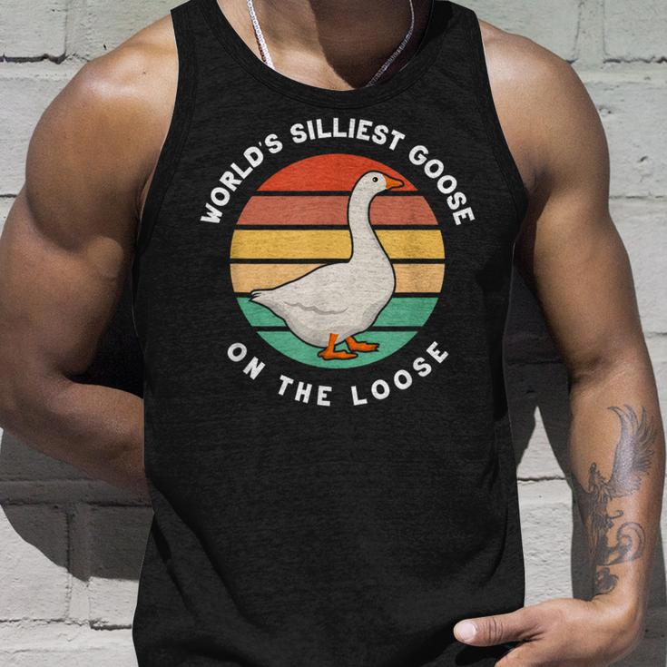 Worlds Silliest Goose On The Loose Funny Goose Farmer Unisex Tank Top Gifts for Him