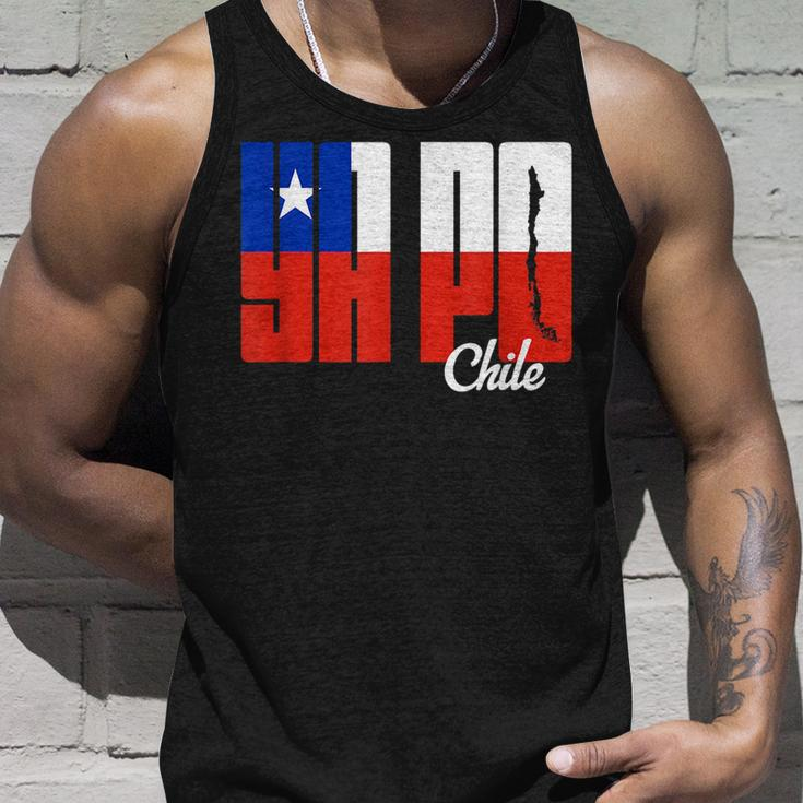 Ya Po Chile Flag And Map Word Fill Chile Funny Gifts Unisex Tank Top Gifts for Him