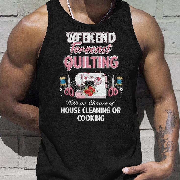 Yarn Craft Sewing Quote | Weekend Forecast Quilting Unisex Tank Top Gifts for Him