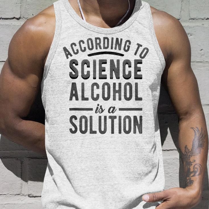 According To Science Alcohol Solution Funny Drinking Meme Unisex Tank Top Gifts for Him