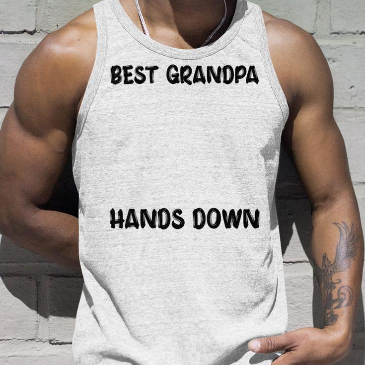 Best Grandpa Hands Down Kids Craft Handprints Fathers Day Unisex Tank Top Gifts for Him