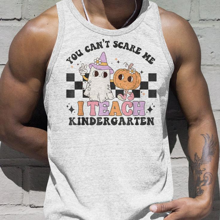 You Cant Scare Me I Teach Kindergarten Retro Halloween Ghost Tank Top Gifts for Him