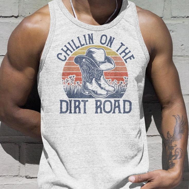 Chillin On The Dirt Road Cowboy Hat Country Music Unisex Tank Top Gifts for Him