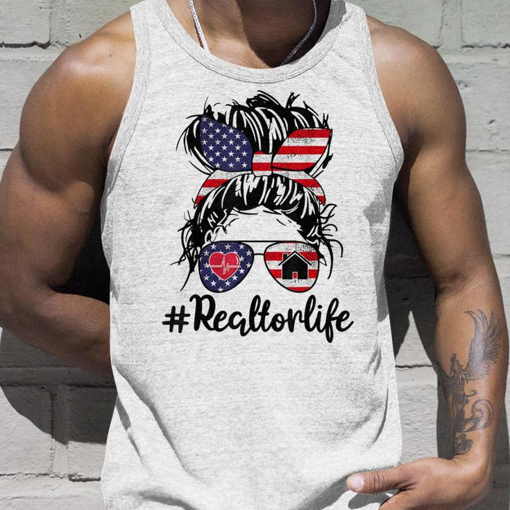 Happy July 4Th Day Real Estate Messy Buns Usa Flag Unisex Tank Top Gifts for Him