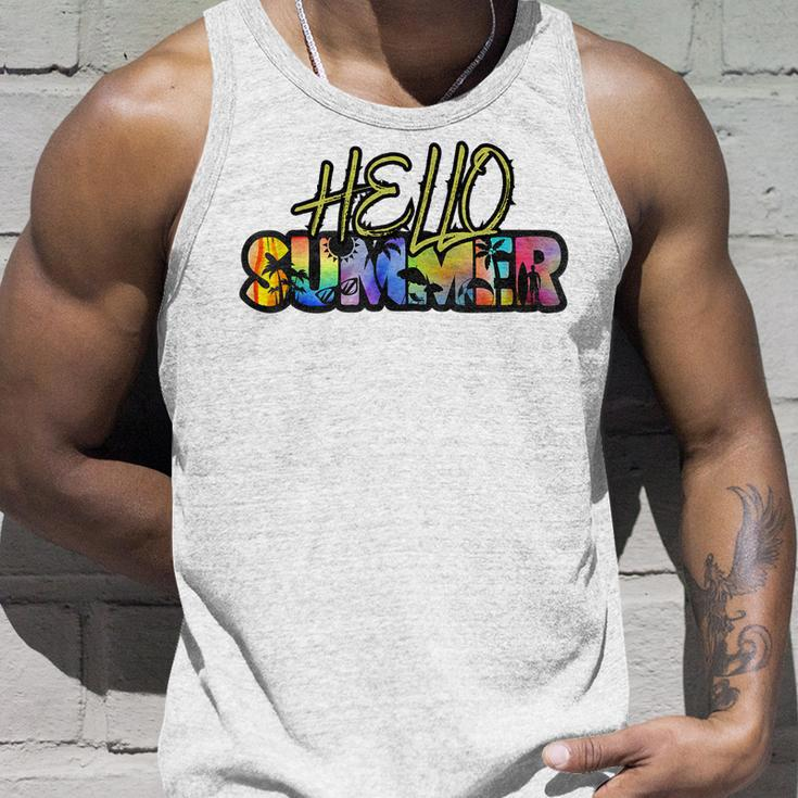 Hello Summer Hawaii Beach Summer Vacation Family Tie Dye Unisex Tank Top Gifts for Him