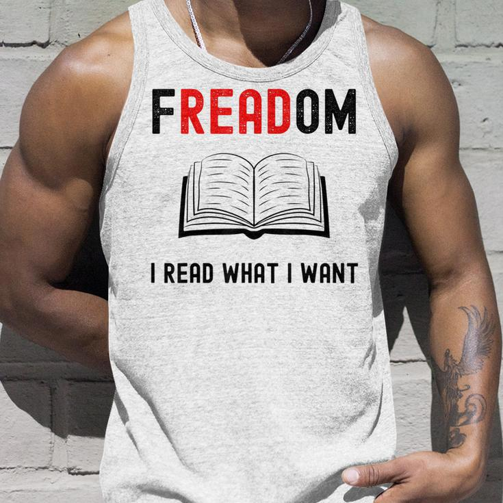I Read Banned Books Freadom Funny Bookworm Book Reading Unisex Tank Top Gifts for Him