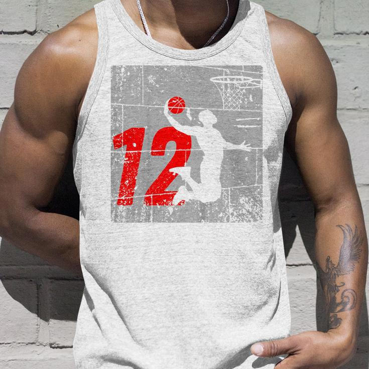 Kids Distressed 12 Year Old 12Th Basketball Birthday Slam Dunk Tank Top Gifts for Him