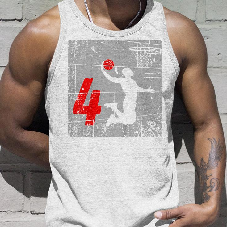 Kids Distressed 4 Year Old 4Th Basketball Birthday Slam Dunk Tank Top Gifts for Him