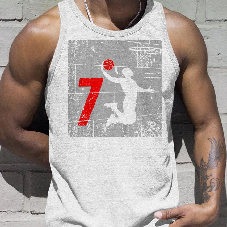 Kids Distressed 7 Year Old 7Th Basketball Birthday Slam Dunk Tank Top Gifts for Him
