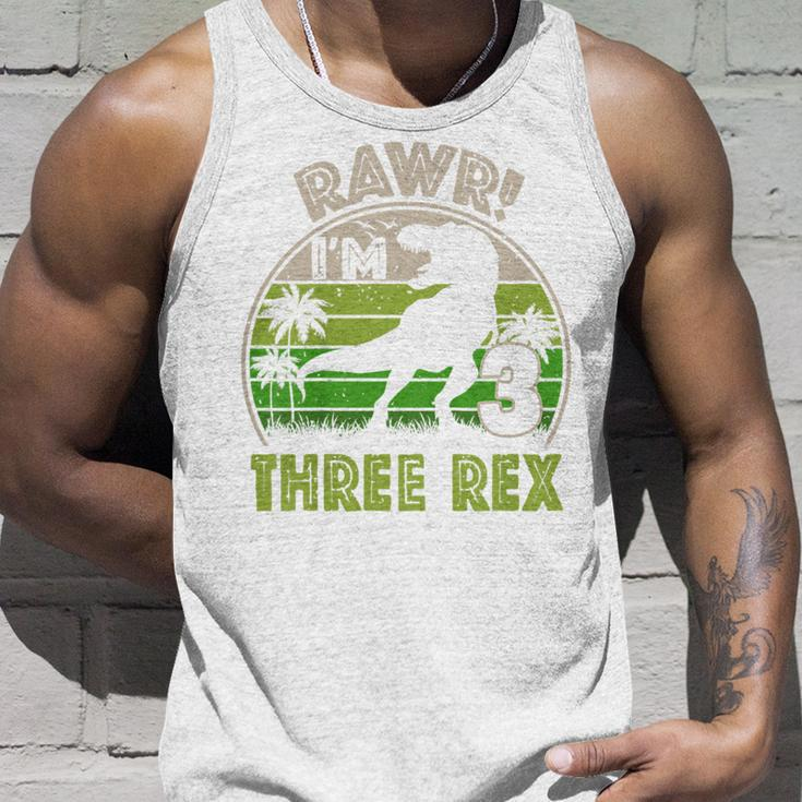 Kids Three Rex Birthday Party Outfit Dinosaur 3 Year Old Boy Unisex Tank Top Gifts for Him