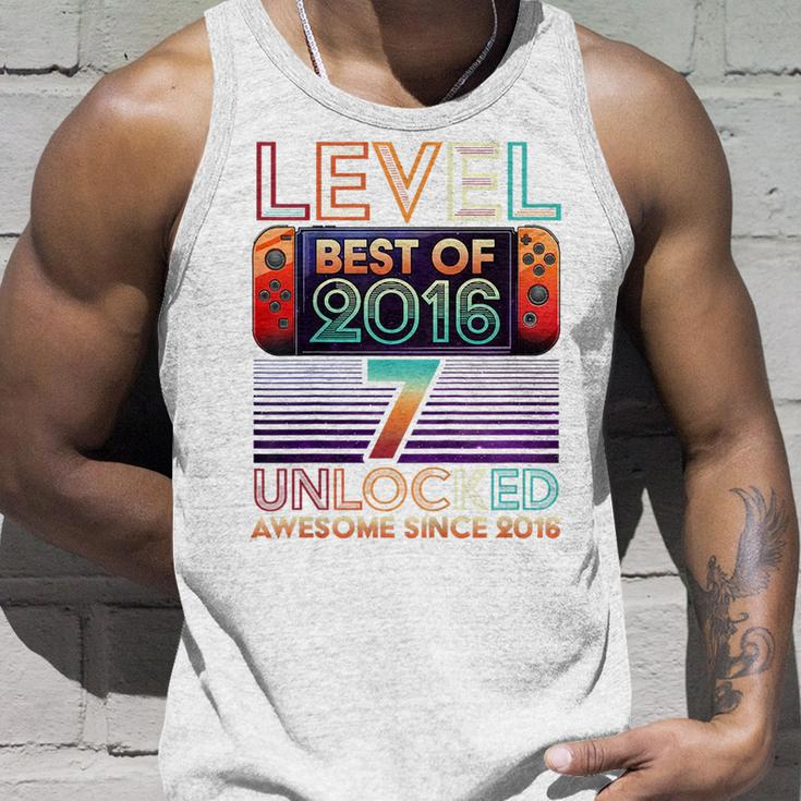 Kids Vintage 7Th Birthday Unlocked Level 7 Game Controller Boys Tank Top Gifts for Him