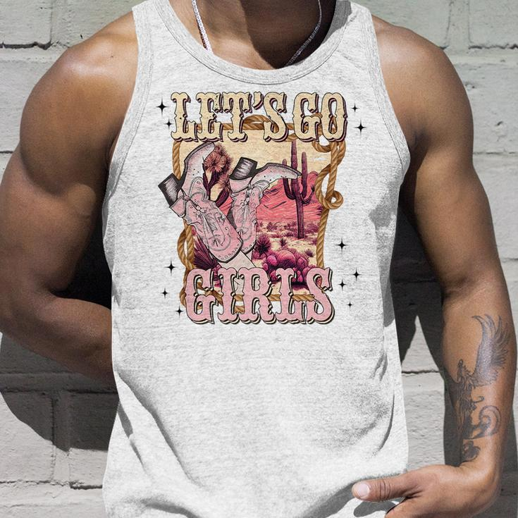 Lets Go Girl Cowboy Pink Boot Retro Western Country Unisex Tank Top Gifts for Him