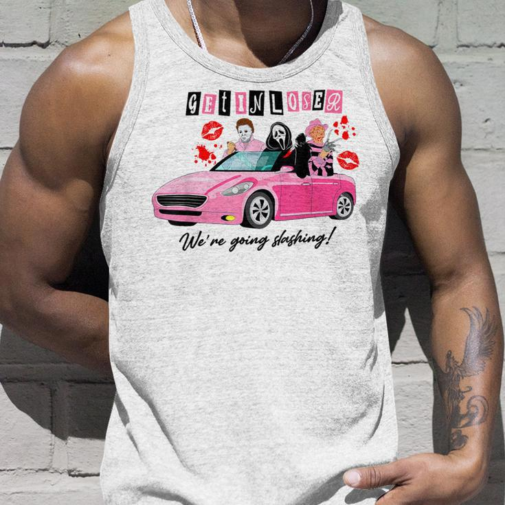 Get In Loser We're Going Slashing Pink Car Horror Character Tank Top Gifts for Him