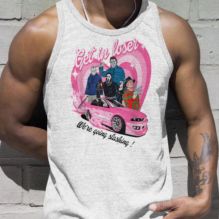 Get In Loser We're Going Slashing Pink Car Horror Character Tank Top Gifts for Him