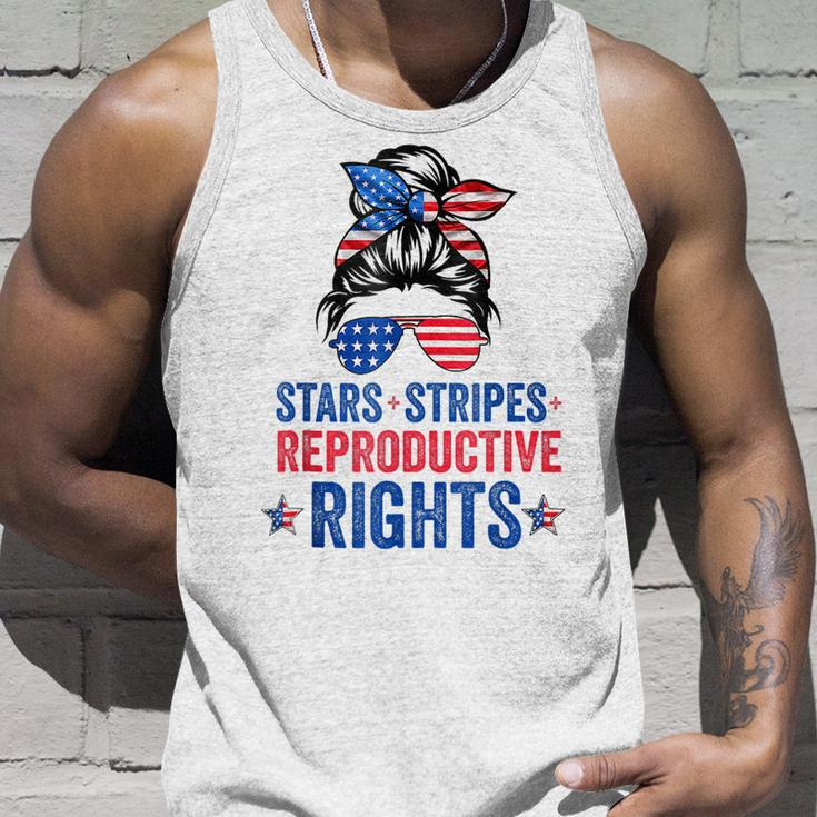 Messy Bun American Flag Stars Stripes Reproductive Rights Unisex Tank Top Gifts for Him