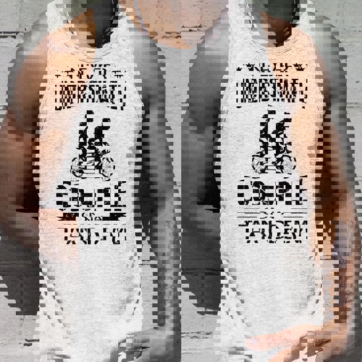 Never Underestimate A Couple On A Tandem Bicycle Couple Unisex Tank Top Gifts for Him